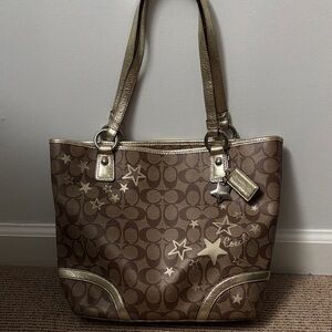 Coach Signature Brown and Gold Tote